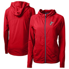 Cincinnati Reds Cutter & Buck Women's Cooperstown Collection Adapt Eco Knit Hybrid Recycled Full-Zip Hoodie - Red - MLB Lifestyle