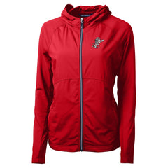 Cincinnati Reds Cutter & Buck Women's Cooperstown Collection Adapt Eco Knit Hybrid Recycled Full-Zip Hoodie - Red - MLB Lifestyle
