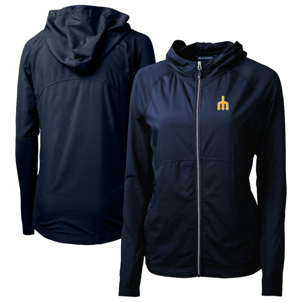 Seattle Mariners Cutter & Buck Women's  Adapt Eco Knit Hybrid Recycled Full-Zip Hoodie - Navy - MLB Discount