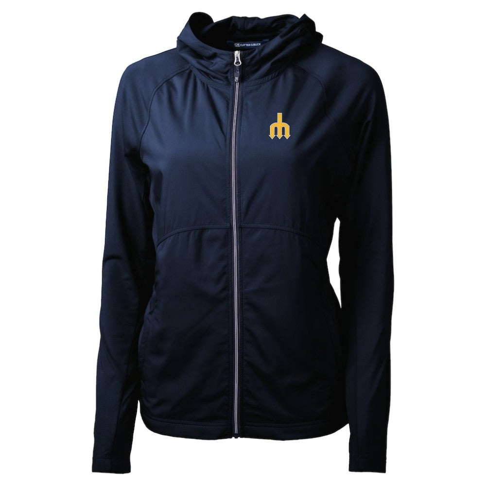 Seattle Mariners Cutter & Buck Women's  Adapt Eco Knit Hybrid Recycled Full-Zip Hoodie - Navy - MLB Discount