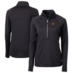 Baltimore Orioles Cutter & Buck Women's  DryTec Adapt Eco Knit Stretch Recycled Raglan Half-Zip Top - Black - MLB Discount