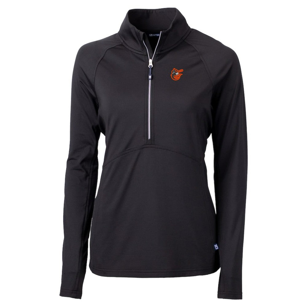 Baltimore Orioles Cutter & Buck Women's  DryTec Adapt Eco Knit Stretch Recycled Raglan Half-Zip Top - Black - MLB Discount