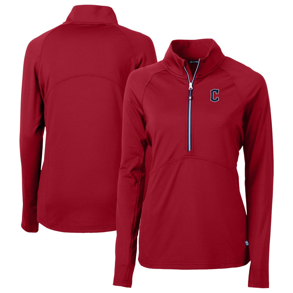 Cleveland Guardians Cutter & Buck Women's  DryTec Adapt Eco Knit Stretch Recycled Raglan Half-Zip Top - Red - MLB Online