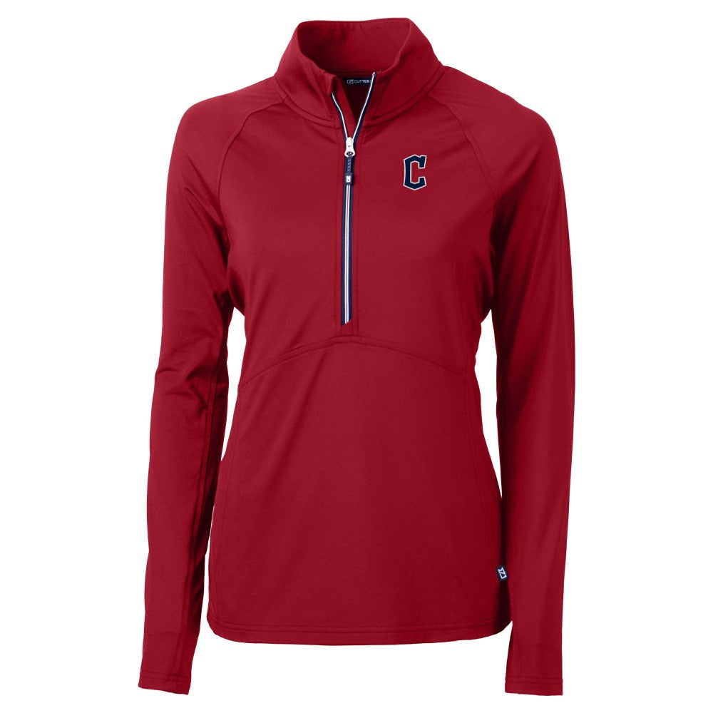 Cleveland Guardians Cutter & Buck Women's  DryTec Adapt Eco Knit Stretch Recycled Raglan Half-Zip Top - Red - MLB Online