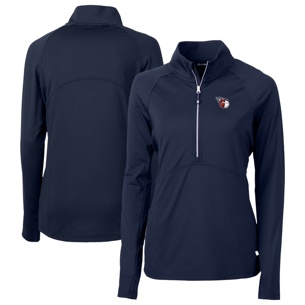 Cleveland Guardians Cutter & Buck Women's  DryTec Adapt Eco Knit Stretch Recycled Raglan Half-Zip Top - Navy - MLB on Sale