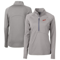 Detroit Tigers Cutter & Buck Women's  DryTec Adapt Eco Knit Stretch Recycled Raglan Half-Zip Top - Gray - MLB Sale