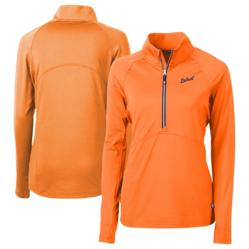 Detroit Tigers Cutter & Buck Women's  DryTec Adapt Eco Knit Stretch Recycled Raglan Half-Zip Top - Orange - MLB Online