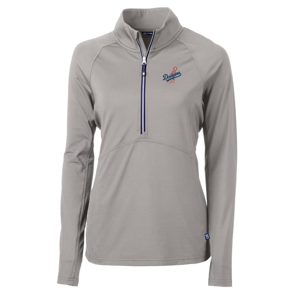 Los Angeles Dodgers Cutter & Buck Women's  DryTec Adapt Eco Knit Stretch Recycled Raglan Half-Zip Top - Gray - MLB Online