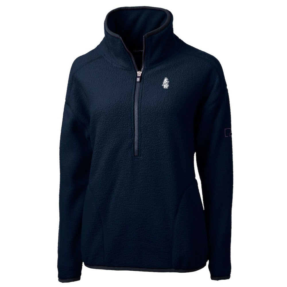 Chicago Cubs Cutter & Buck Women's Cooperstown Collection Cascade Eco Sherpa Fleece Half-Zip Pullover Jacket - Navy - MLB Discount
