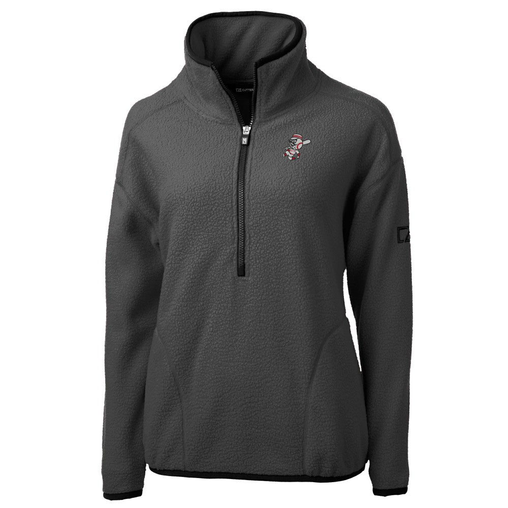 Cincinnati Reds Cutter & Buck Women's Cooperstown Collection Cascade Eco Sherpa Fleece Half-Zip Pullover Jacket - Charcoal - MLB on Sale
