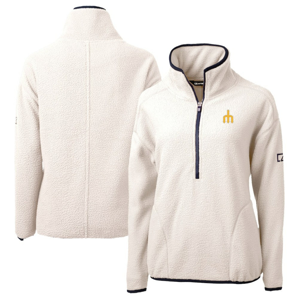 Seattle Mariners Cutter & Buck Women's  Cascade Eco Sherpa Fleece Half-Zip Pullover Jacket - Cream - MLB Discount