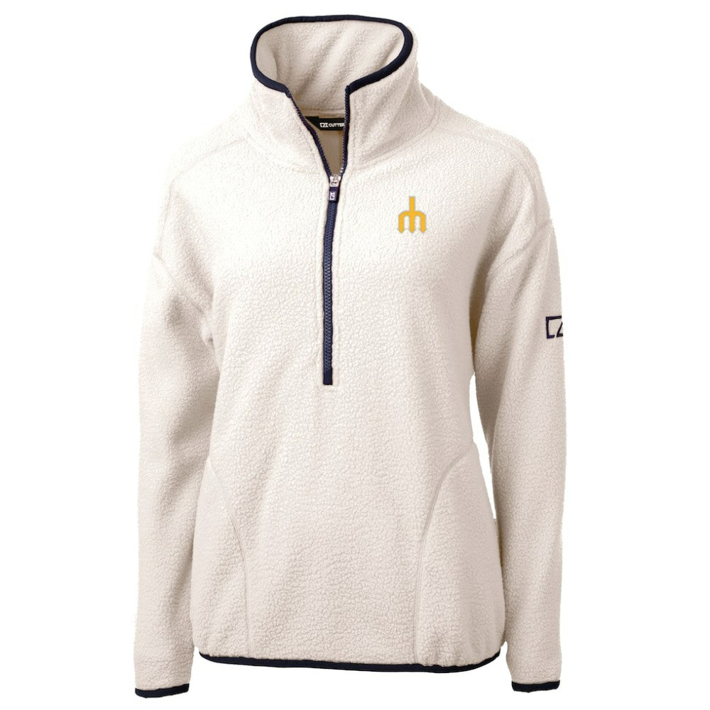 Seattle Mariners Cutter & Buck Women's  Cascade Eco Sherpa Fleece Half-Zip Pullover Jacket - Cream - MLB Discount