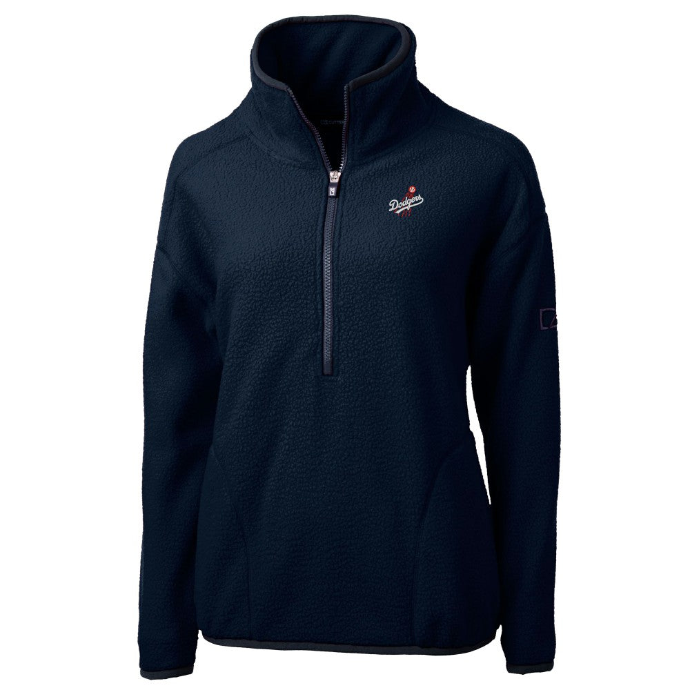 Los Angeles Dodgers Cutter & Buck Women's  Cascade Eco Sherpa Fleece Half-Zip Pullover Jacket - Navy - MLB on Sale