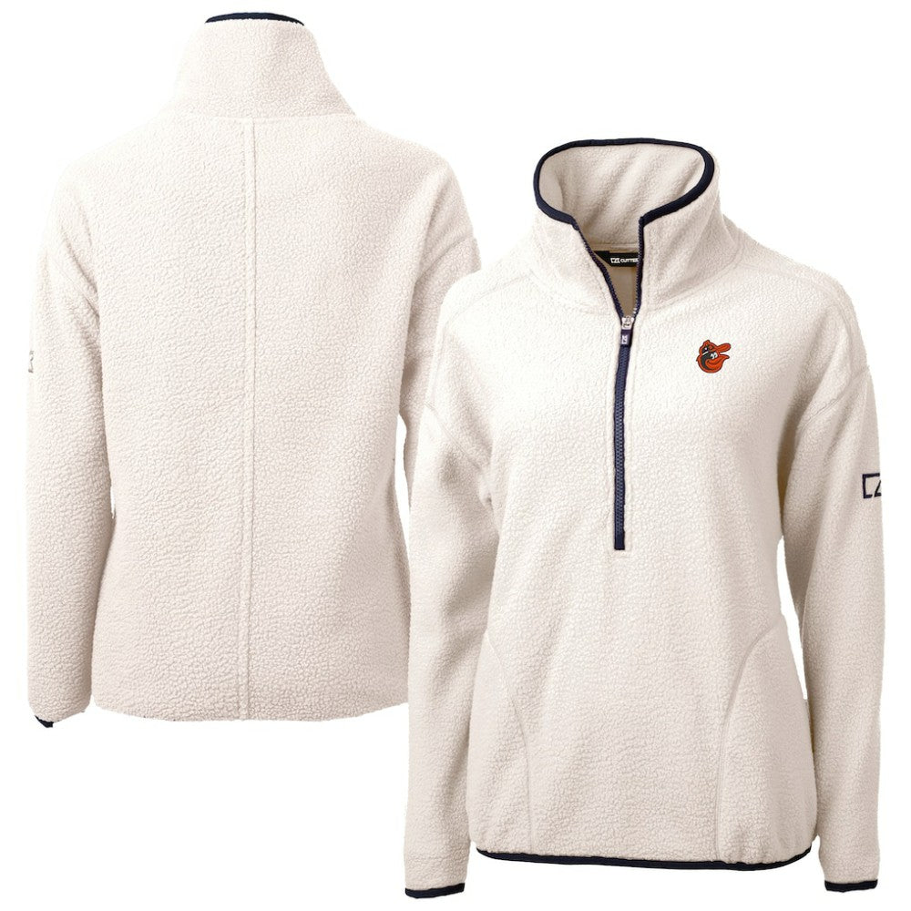 Baltimore Orioles Cutter & Buck Women's  Cascade Eco Sherpa Fleece Half-Zip Pullover Jacket - Cream - MLB on Sale