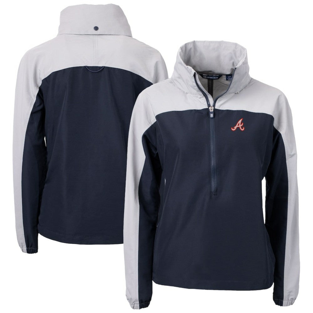 Atlanta Braves Cutter & Buck Women's  Charter Eco Recycled Half-Zip Anorak Jacket - Navy - MLB on Sale