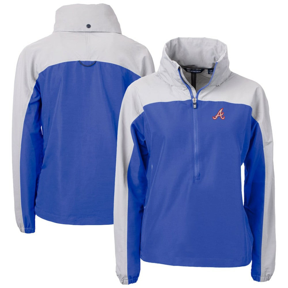 Atlanta Braves Cutter & Buck Women's  Charter Eco Recycled Half-Zip Anorak Jacket - Royal - MLB Online