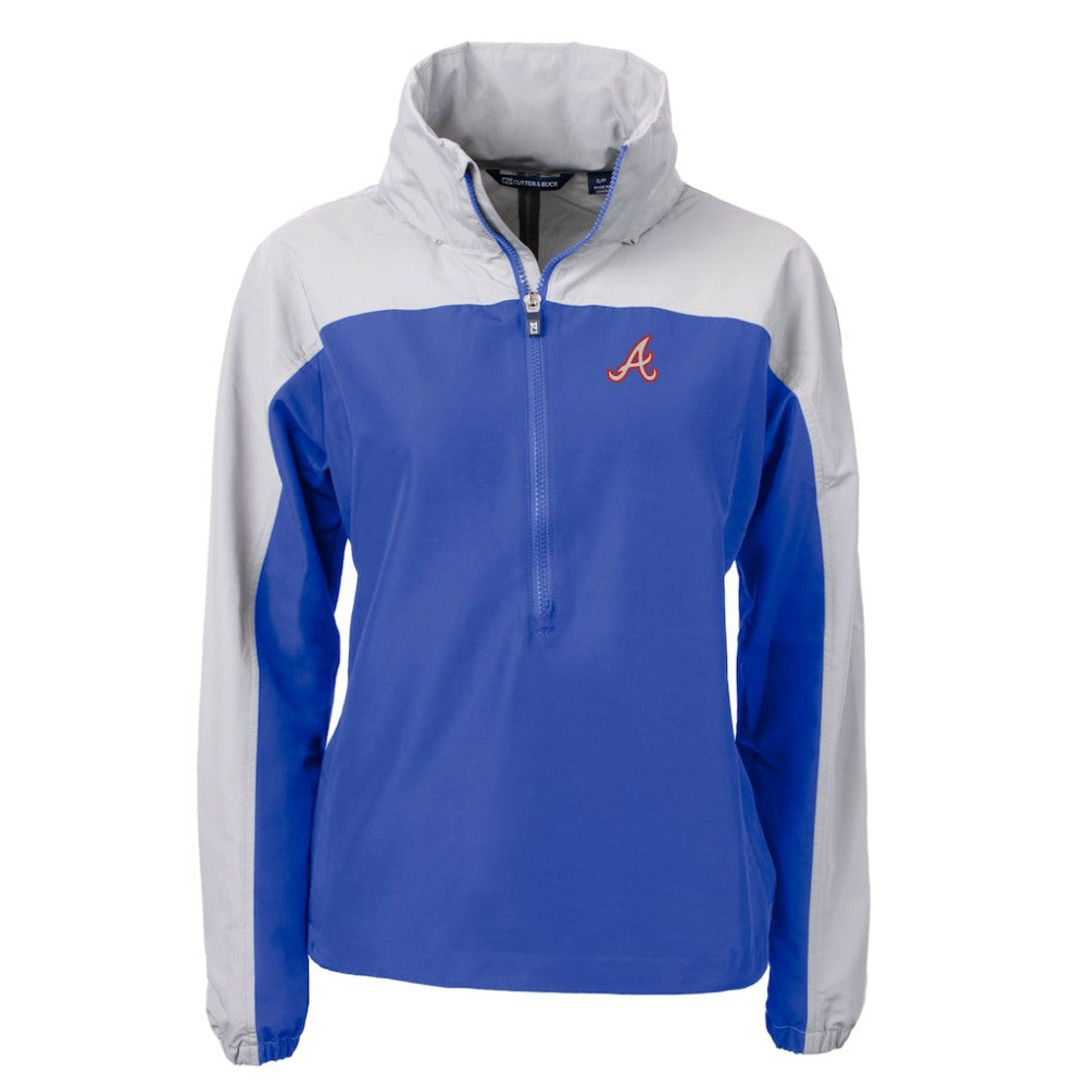 Atlanta Braves Cutter & Buck Women's  Charter Eco Recycled Half-Zip Anorak Jacket - Royal - MLB Online