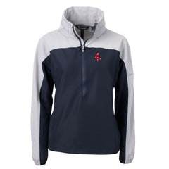 Boston Red Sox Cutter & Buck Women's  Charter Eco Recycled Half-Zip Anorak Jacket - Navy - MLB Lifestyle