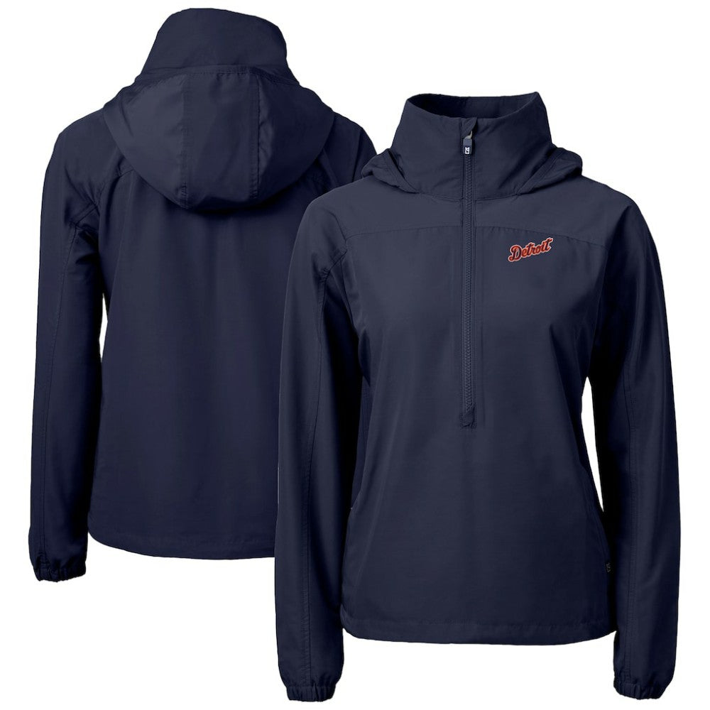 Detroit Tigers Cutter & Buck Women's  Charter Eco Recycled Half-Zip Anorak Jacket - Navy - MLB on Sale