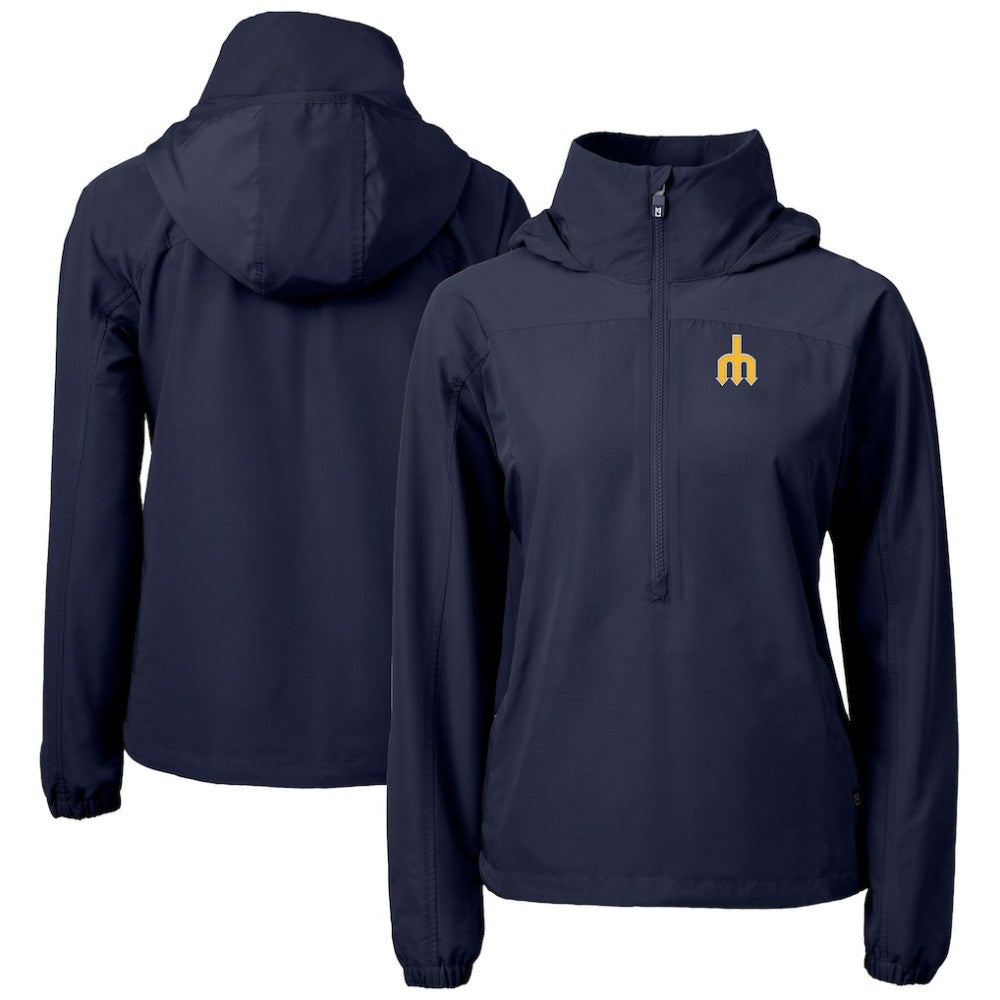 Seattle Mariners Cutter & Buck Women's  Charter Eco Recycled Half-Zip Anorak Jacket - Navy - MLB on Sale