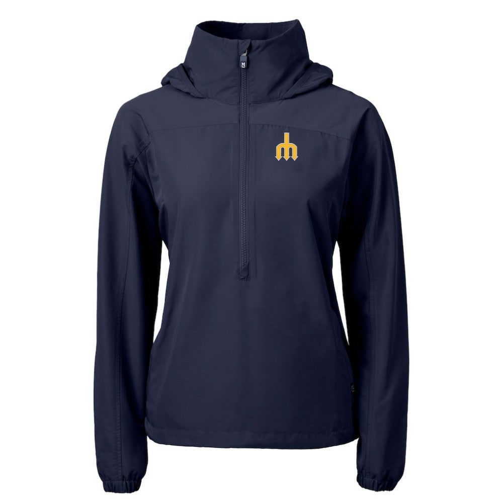 Seattle Mariners Cutter & Buck Women's  Charter Eco Recycled Half-Zip Anorak Jacket - Navy - MLB on Sale
