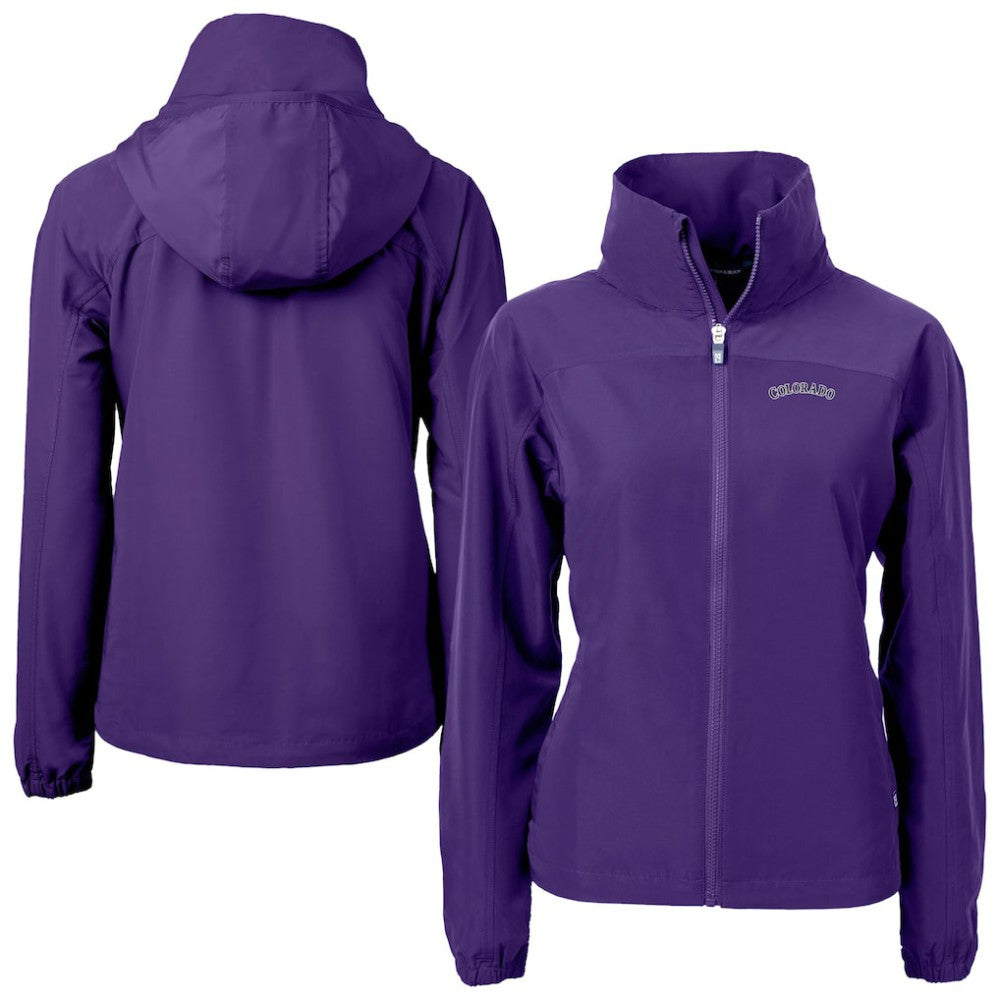Colorado Rockies Cutter & Buck Women's Charter Eco Recycled Full-Zip Jacket - Purple - MLB Lifestyle