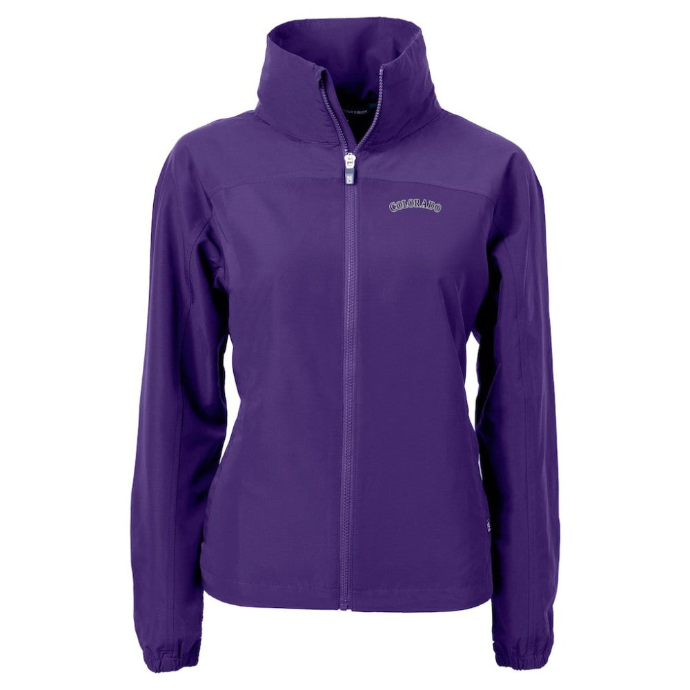 Colorado Rockies Cutter & Buck Women's Charter Eco Recycled Full-Zip Jacket - Purple - MLB Lifestyle