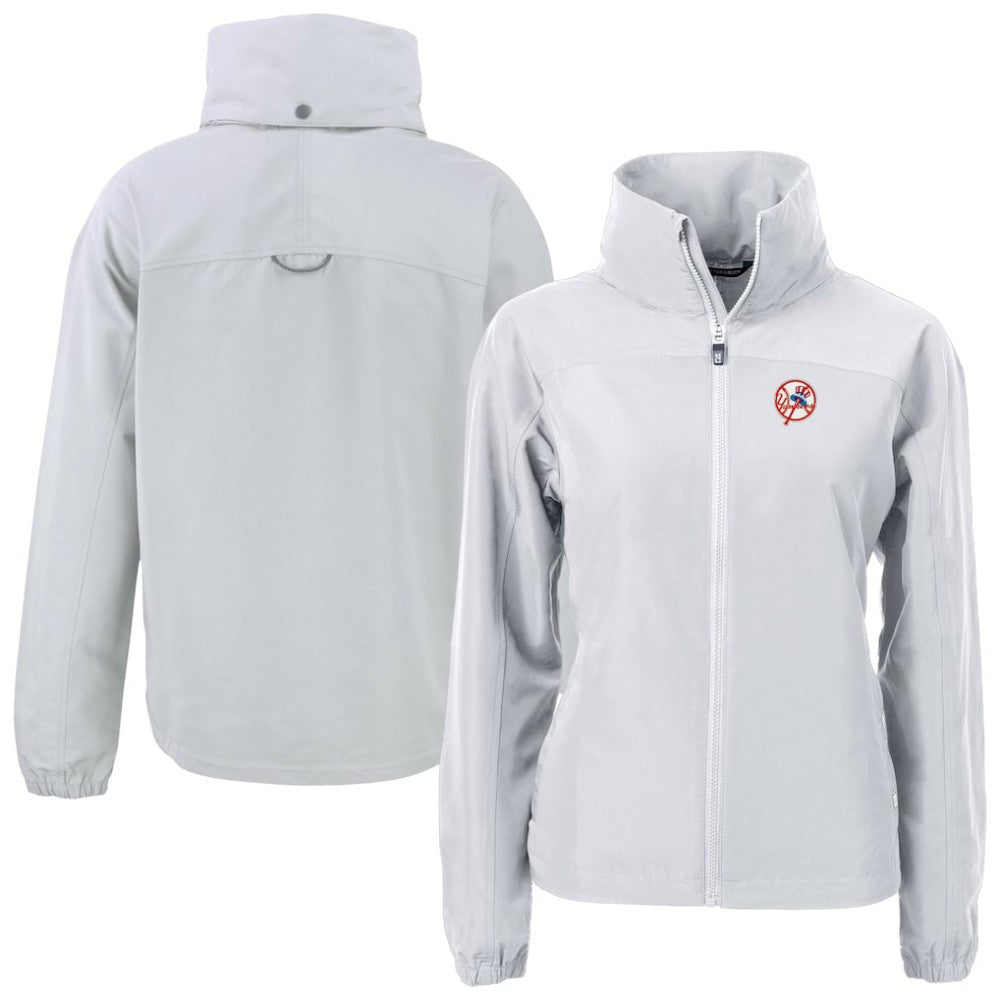 New York Yankees Cutter & Buck Women's Cooperstown Collection Charter Eco Recycled Full-Zip Jacket - Gray - MLB Lifestyle