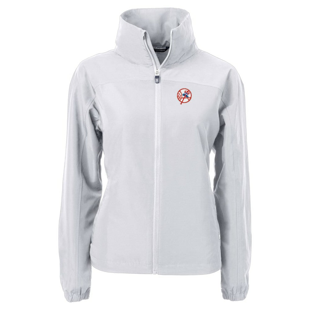 New York Yankees Cutter & Buck Women's Cooperstown Collection Charter Eco Recycled Full-Zip Jacket - Gray - MLB Lifestyle