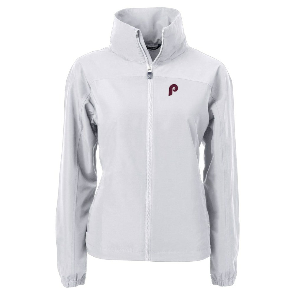 Philadelphia Phillies Cutter & Buck Women's Cooperstown Collection Charter Eco Recycled Full-Zip Jacket - Gray - MLB Sale