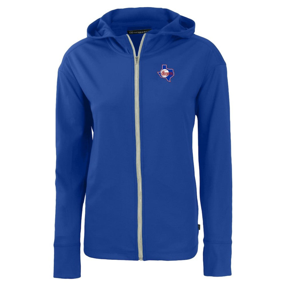 Texas Rangers Cutter & Buck Women's Cooperstown Collection Daybreak Eco Recycled Full-Zip Hoodie Jacket - Royal - MLB Sale