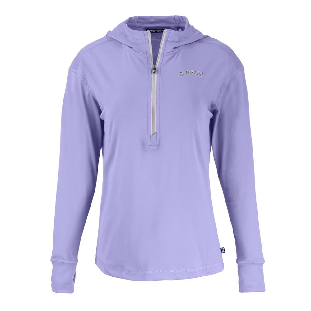 Colorado Rockies Cutter & Buck Women's Daybreak Eco Recycled Half-Zip Hoodie - Purple - MLB Online