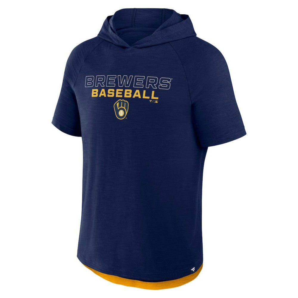 Milwaukee Brewers Fanatics Clubhouse Optimal Play Raglan Hoodie T-Shirt - Navy - Fanatics Sale