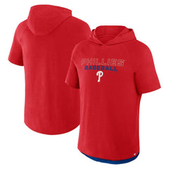 Philadelphia Phillies Fanatics Clubhouse Optimal Play Raglan Hoodie T-Shirt - Red - Fanatics Discount