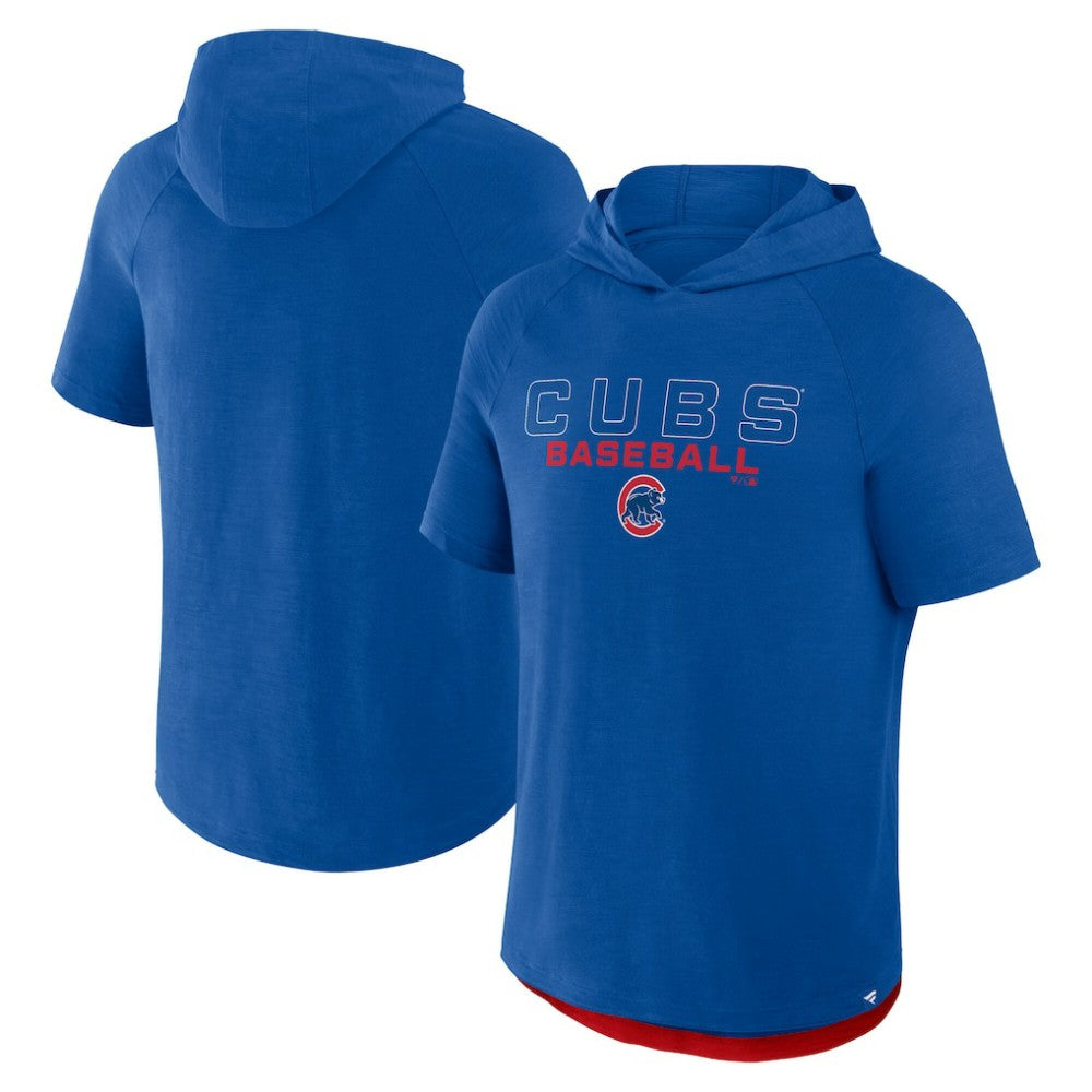 Chicago Cubs Fanatics Clubhouse Optimal Play Raglan Hoodie T-Shirt - Royal - Fanatics Discount