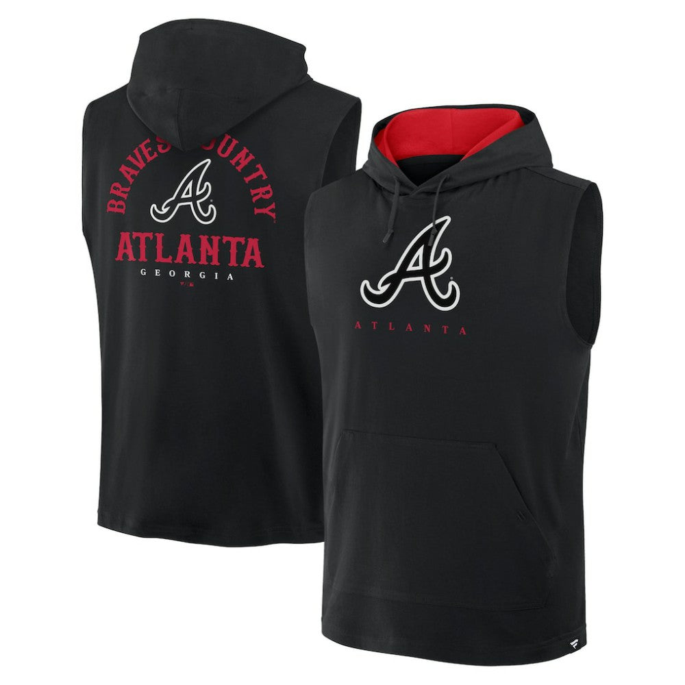 Atlanta Braves Fanatics Fire Speed Sleeveless Pullover Hoodie - Black - Fanatics Sale