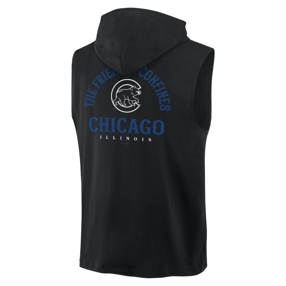 Chicago Cubs Fanatics Fire Speed Sleeveless Pullover Hoodie - Black - Fanatics Lifestyle