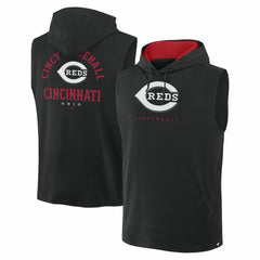 Cincinnati Reds Fanatics Fire Speed Sleeveless Pullover Hoodie - Black - Fanatics Lifestyle