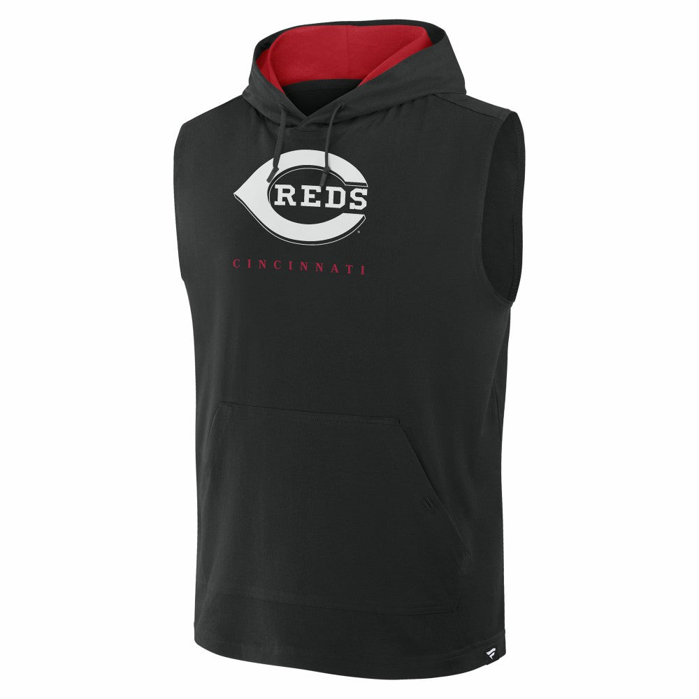 Cincinnati Reds Fanatics Fire Speed Sleeveless Pullover Hoodie - Black - Fanatics Lifestyle