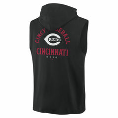 Cincinnati Reds Fanatics Fire Speed Sleeveless Pullover Hoodie - Black - Fanatics Lifestyle