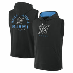 Miami Marlins Fanatics Fire Speed Sleeveless Pullover Hoodie - Black - Fanatics Lifestyle