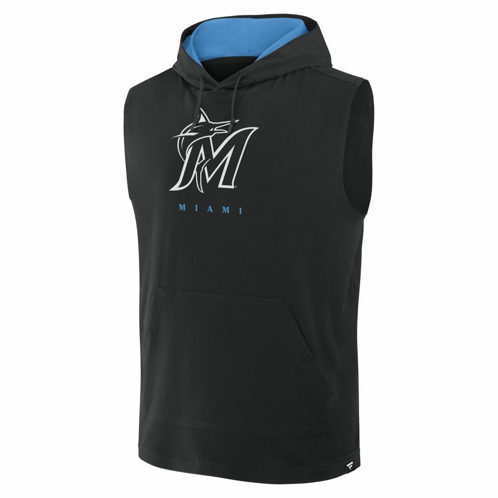 Miami Marlins Fanatics Fire Speed Sleeveless Pullover Hoodie - Black - Fanatics Lifestyle