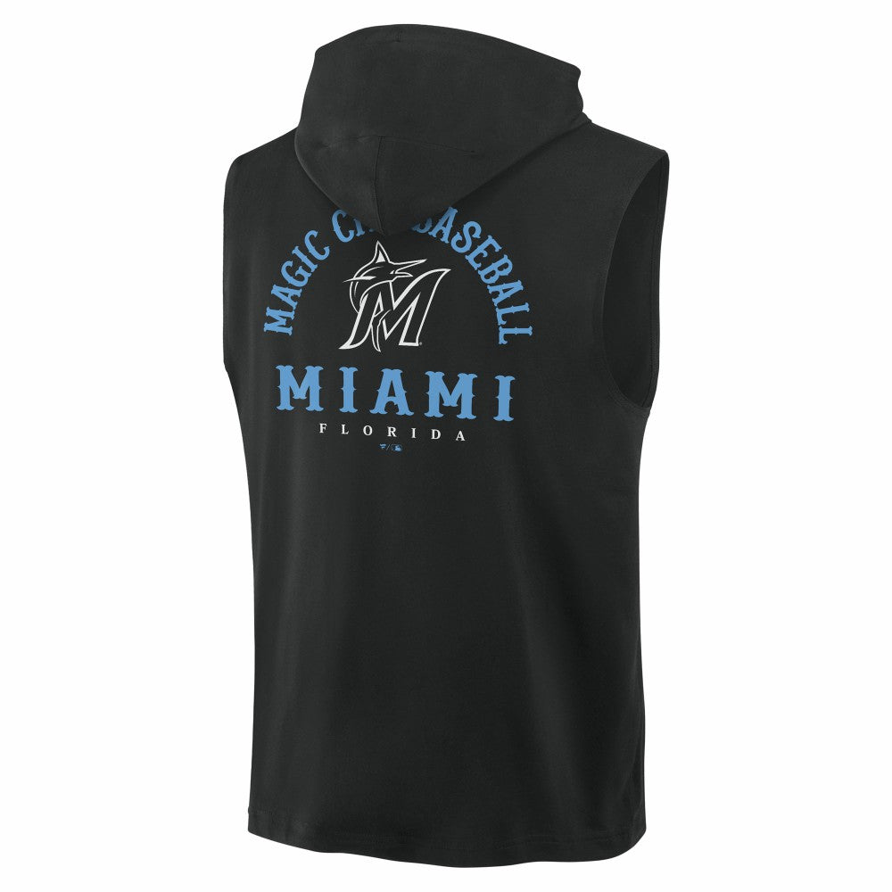 Miami Marlins Fanatics Fire Speed Sleeveless Pullover Hoodie - Black - Fanatics Lifestyle