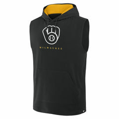 Milwaukee Brewers Fanatics Fire Speed Sleeveless Pullover Hoodie - Black - Fanatics on Sale