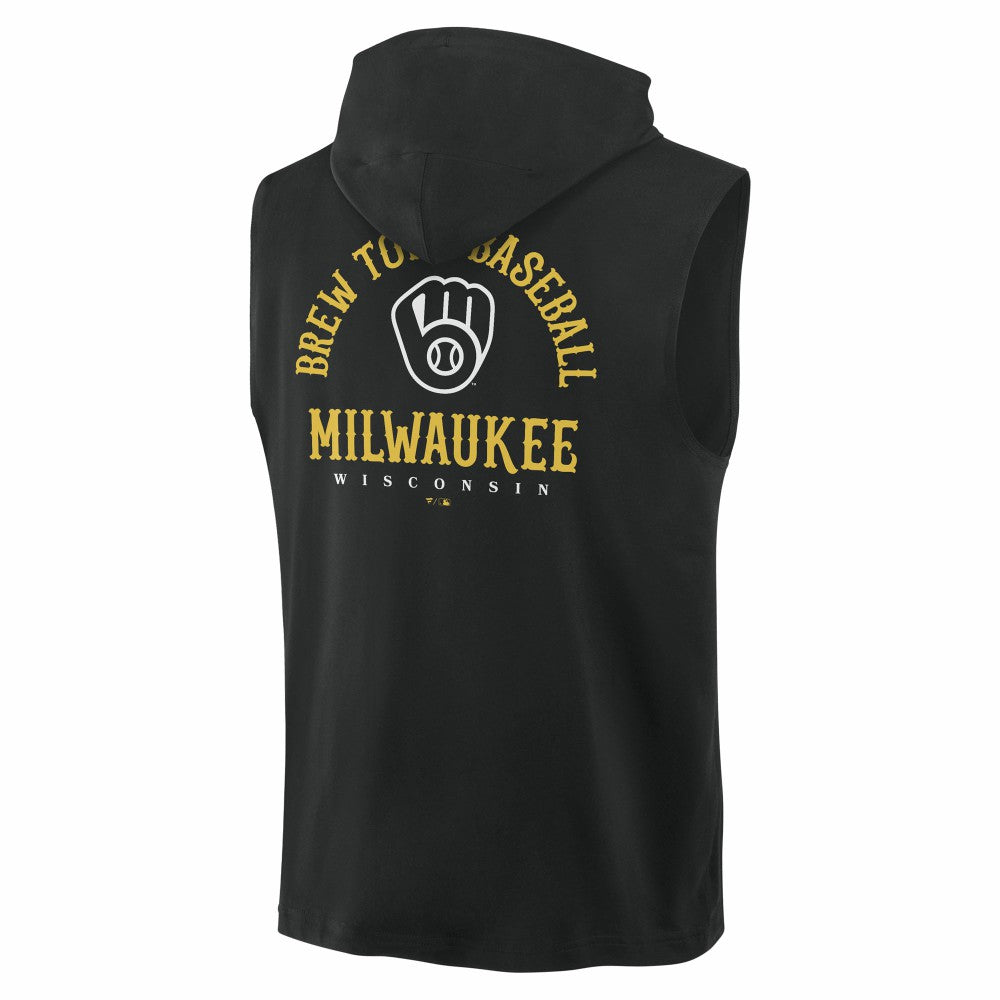 Milwaukee Brewers Fanatics Fire Speed Sleeveless Pullover Hoodie - Black - Fanatics on Sale
