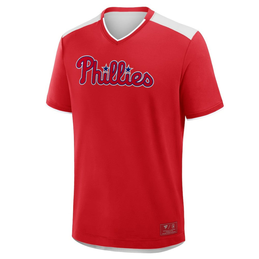 Philadelphia Phillies Fanatics Walk Off V-Neck T-Shirt - Red - Fanatics Lifestyle