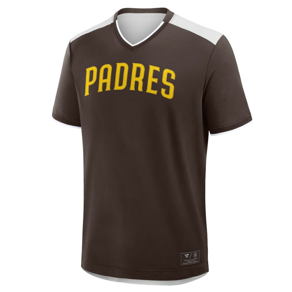 San Diego Padres Fanatics Walk Off V-Neck T-Shirt - Brown - Fanatics Lifestyle
