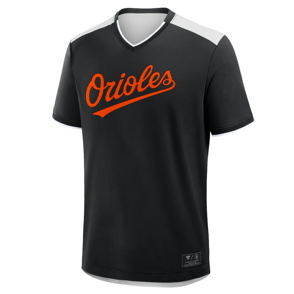 Baltimore Orioles Fanatics Walk Off V-Neck T-Shirt - Black - Fanatics Discount