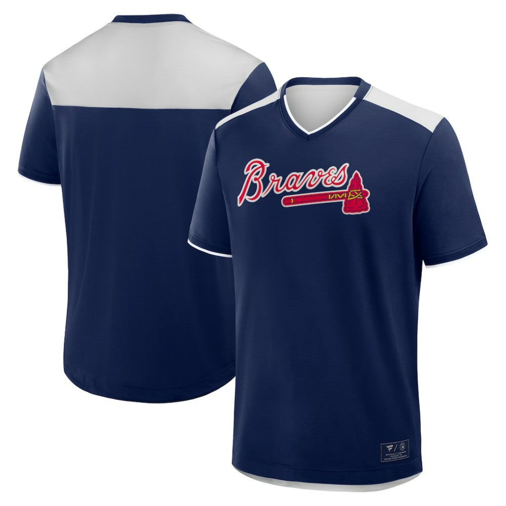 Atlanta Braves Fanatics Walk Off V-Neck T-Shirt - Navy - Fanatics Discount