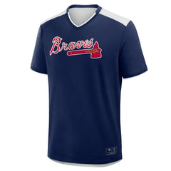 Atlanta Braves Fanatics Walk Off V-Neck T-Shirt - Navy - Fanatics Discount